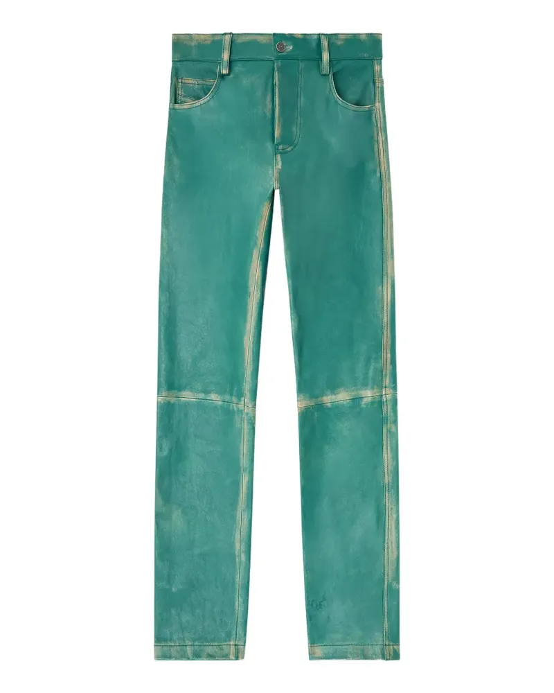 Diesel pants in treated leather - Grün Grün