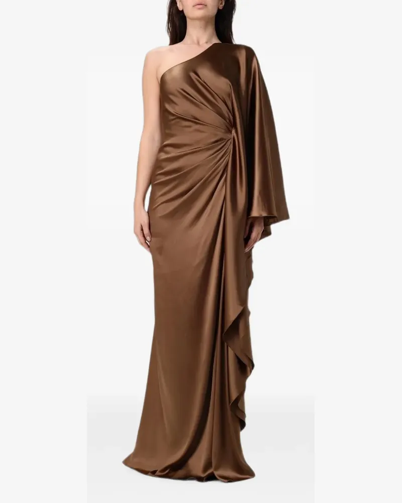 Mônot Asymmetrisches Abendkleid aus Satin - Braun Braun