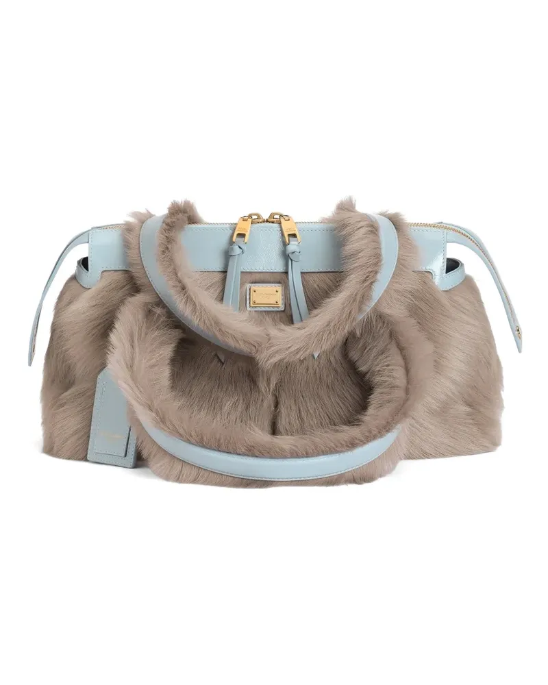 Dolce & Gabbana Vittoria shoulder bag in shearling and calfskin - Grau Grau