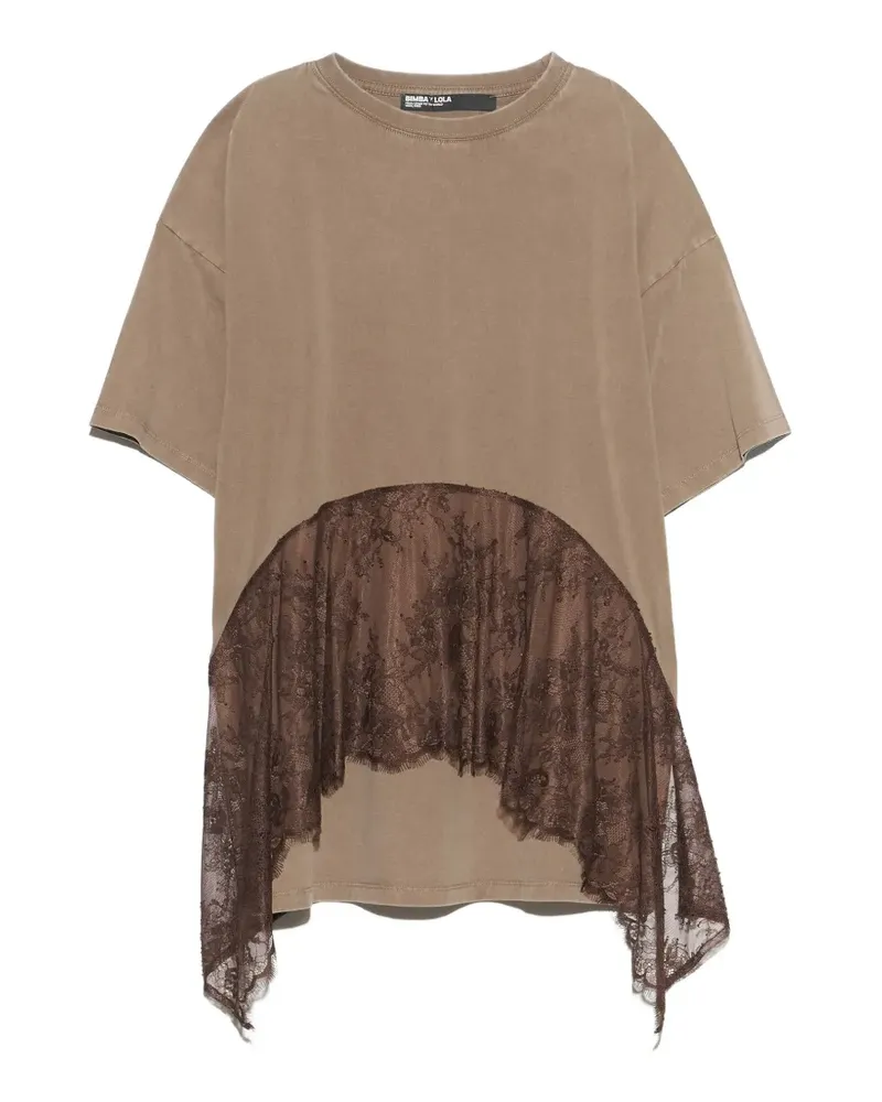 BIMBA Y LOLA Gerüschtes T-Shirt aus Spitze - Nude Nude