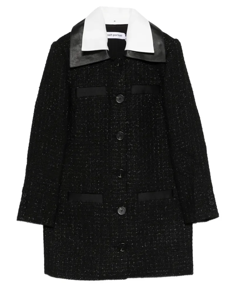 Self-Portrait Minikleid aus Bouclé - Schwarz Schwarz