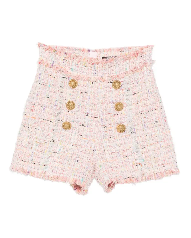 Balmain buttoned tweed shorts - Rosa Rosa