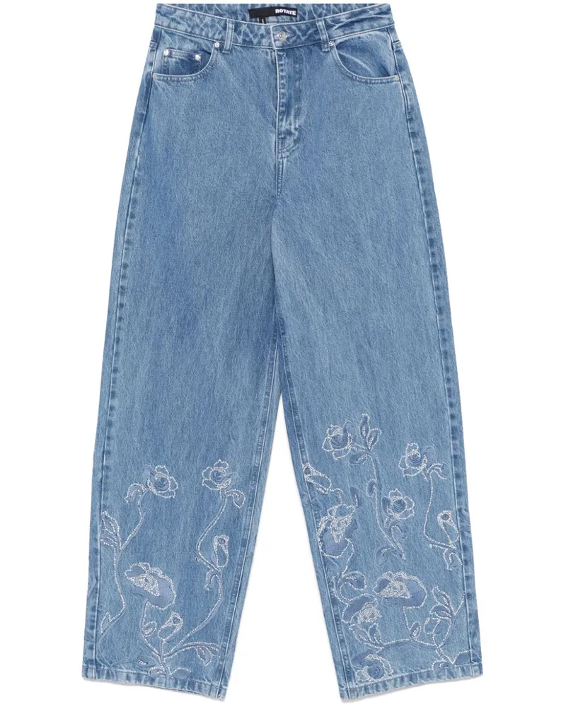 ROTATE Birger Christensen Weite Jeans mit Strass - Blau Blau
