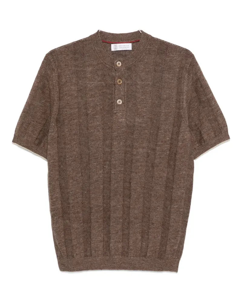 Brunello Cucinelli Gerippter Pullover mit Knöpfen - Braun Braun