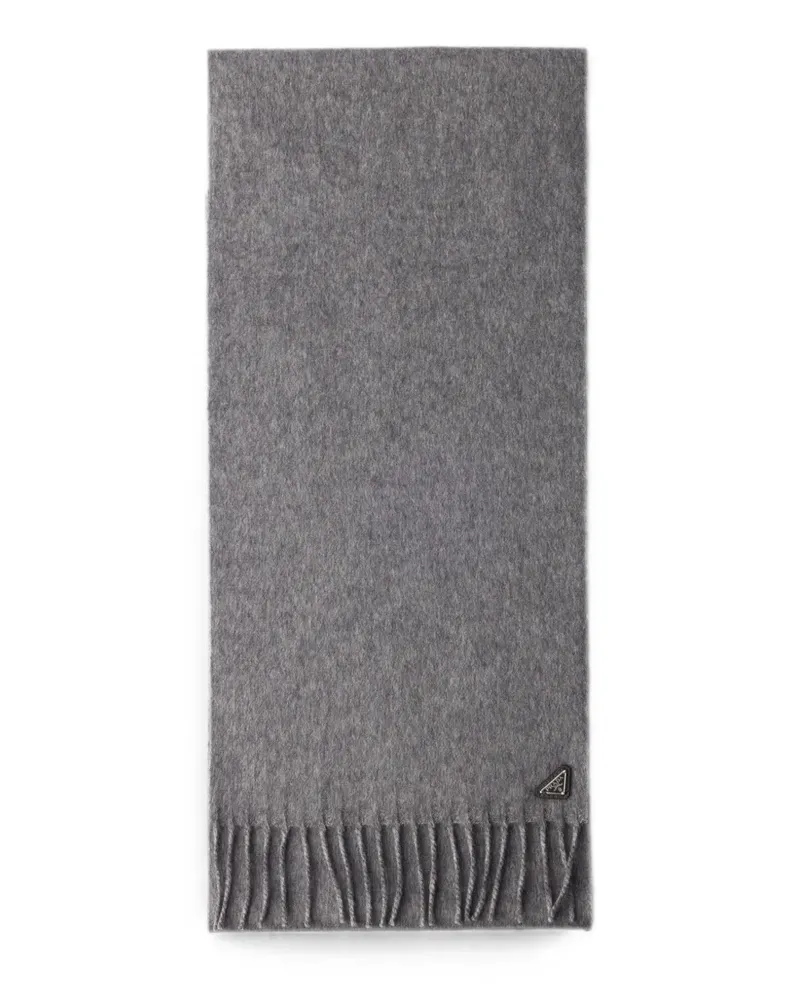 Prada Schal mit Logo-Patch - Grau Grau