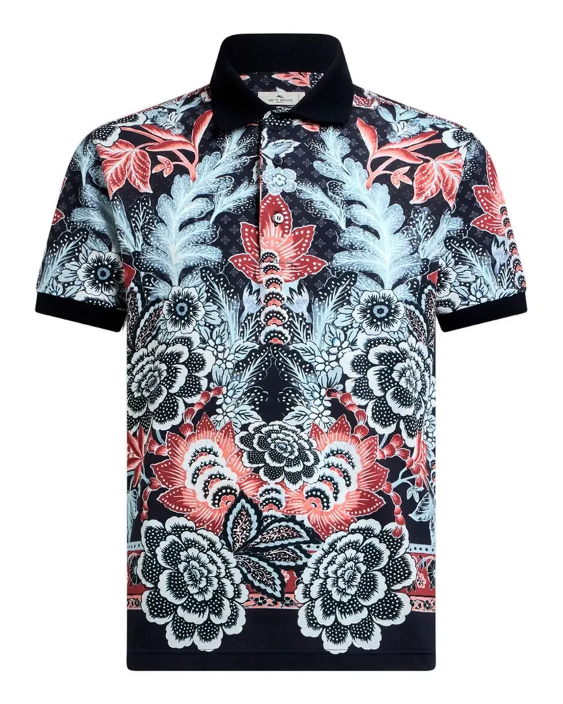 Etro Poloshirt mit Blumen-Print - Blau Blau