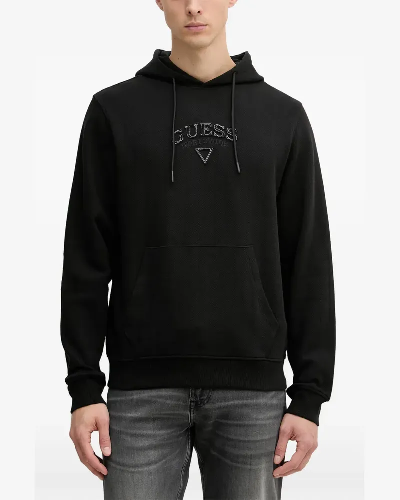 Guess logo-embroidered hoodie - Schwarz Schwarz