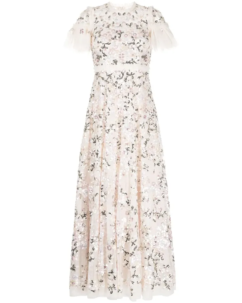 Needle & Thread Abendkleid mit Blumenstickerei - Nude Nude