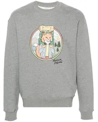 Kitsuné Sweatshirt mit Fuchs-Print Grau