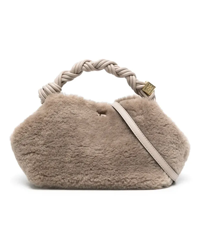 Ganni Kleine Bou Handtasche aus Faux Fur - Grau Grau