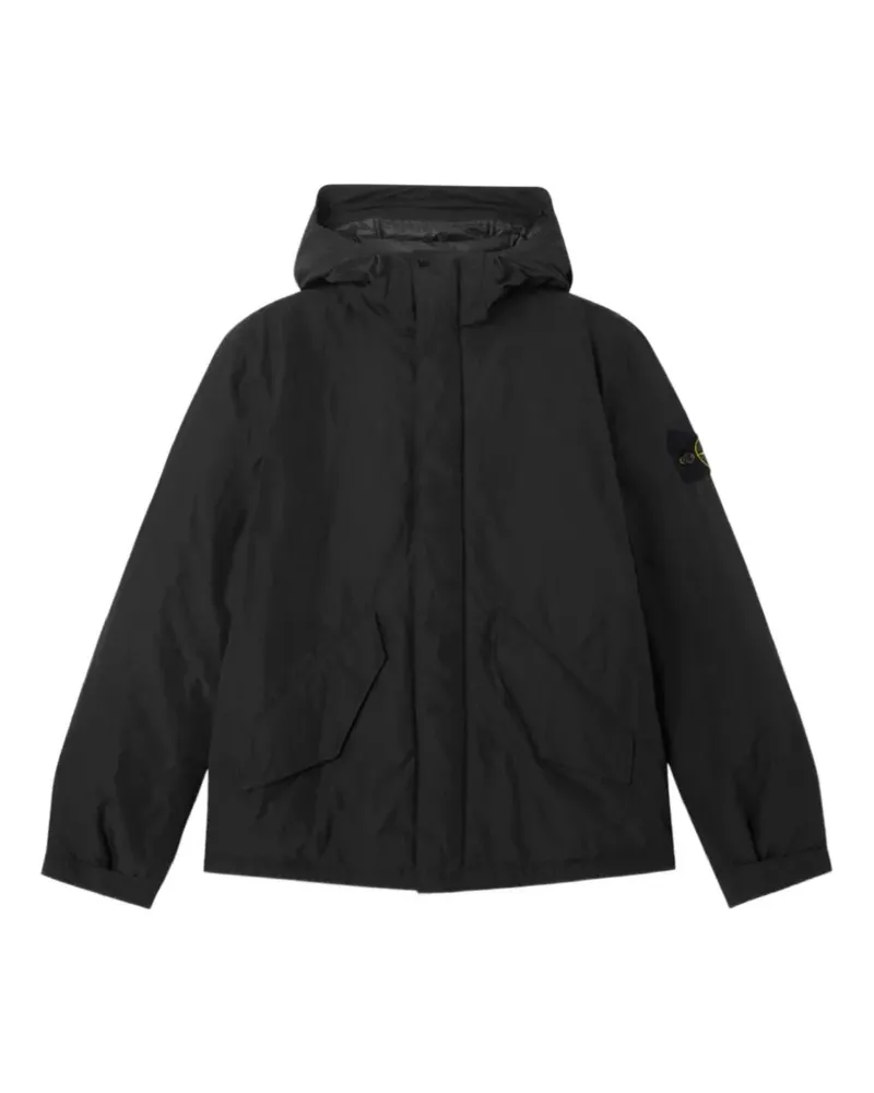Stone Island Kapuze mit Logo-Patch - Schwarz Schwarz