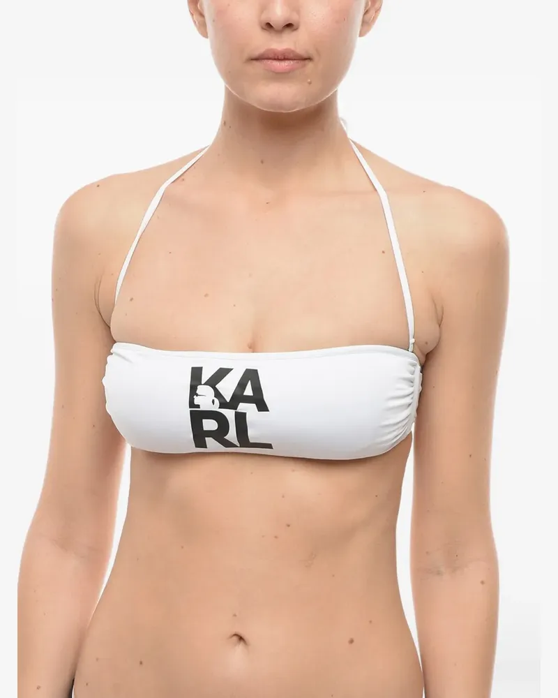 Karl Lagerfeld Bikinioberteil mit Logo-Print - Weiß Weiß
