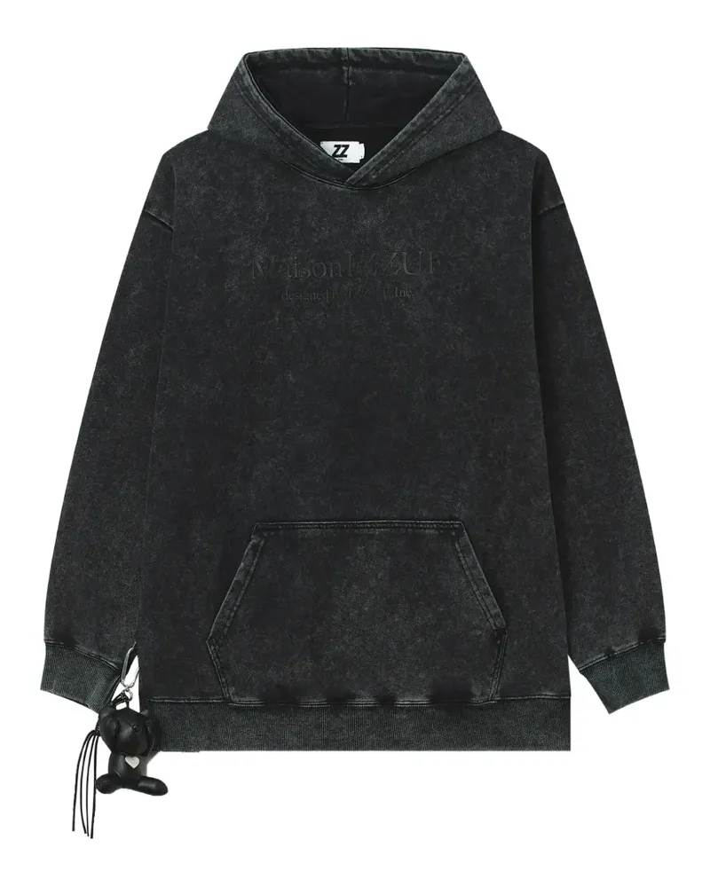 Izzue Hoodie mit Acid-Wash-Effekt - Schwarz Schwarz