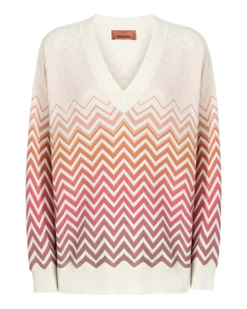Missoni Zickzack-Strick mit V-Ausschnitt - Nude Nude