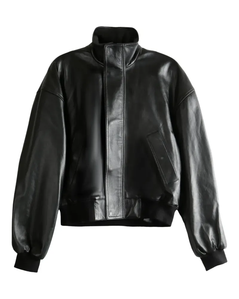 Balenciaga high-neck leather bomber jacket - Schwarz Schwarz