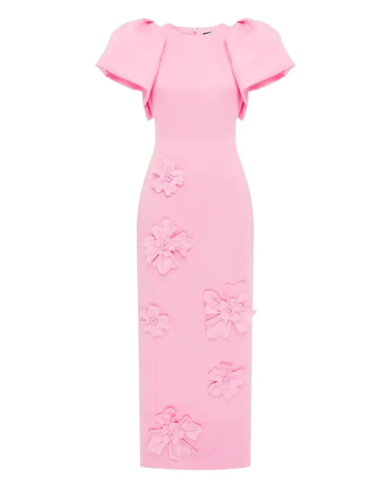 LEO LIN Lucinda floral-appliqué puff-sleeve maxi dress - Rosa Rosa
