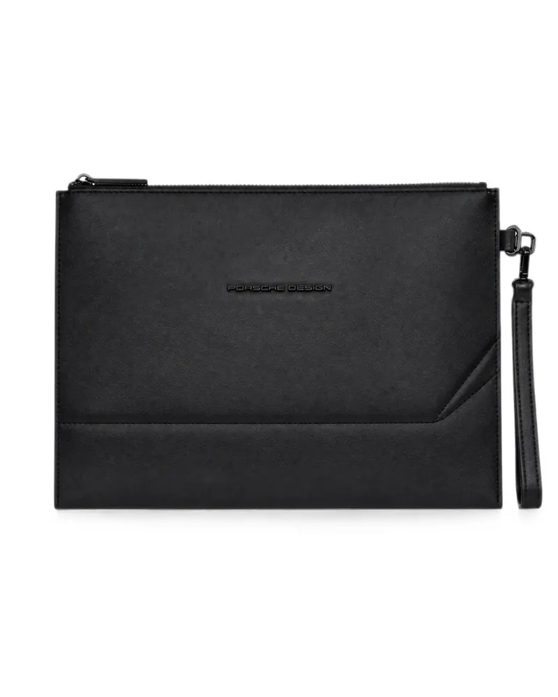 Piquadro Clutch mit Logo-Schild - Schwarz Schwarz