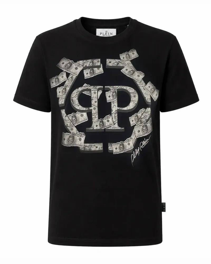 Philipp Plein round neck T-shirt dollar Hexagon - Schwarz Schwarz