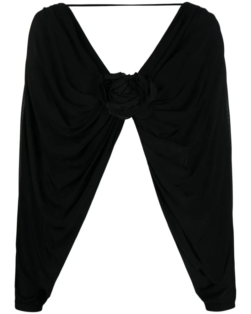 Giuseppe di Morabito Top mit Blumendetail - Schwarz Schwarz