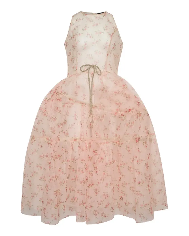 Simone Rocha floral-print tiered midi dress - Rosa Rosa