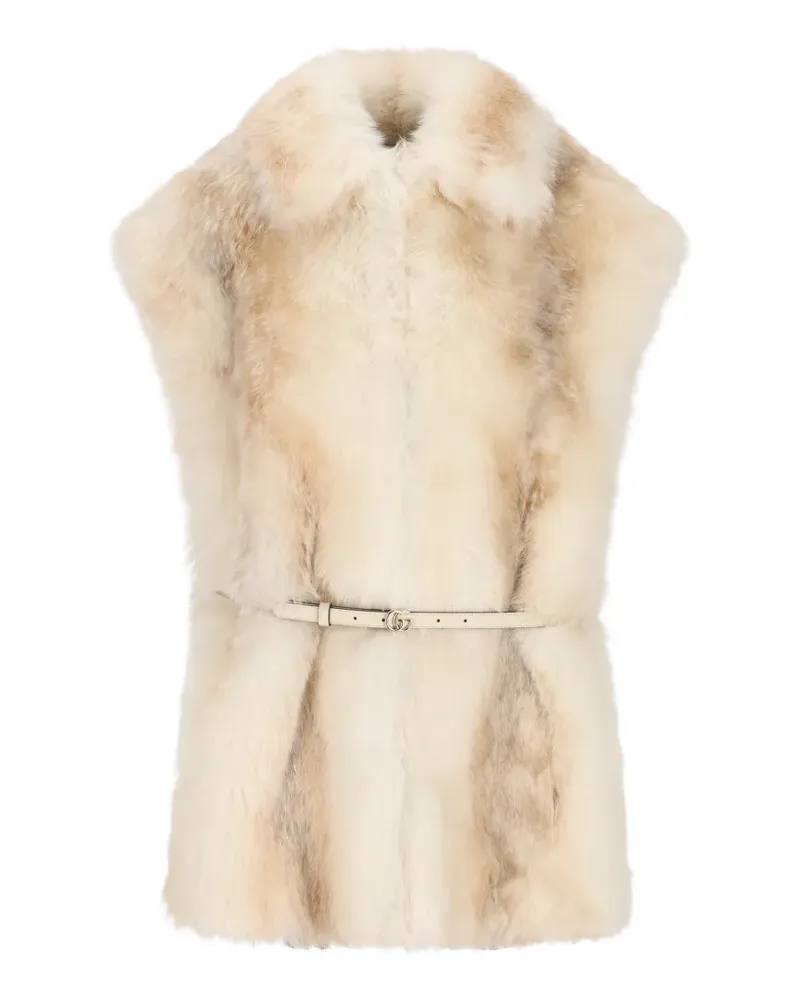 Gucci shearling belted gilet - Nude Nude