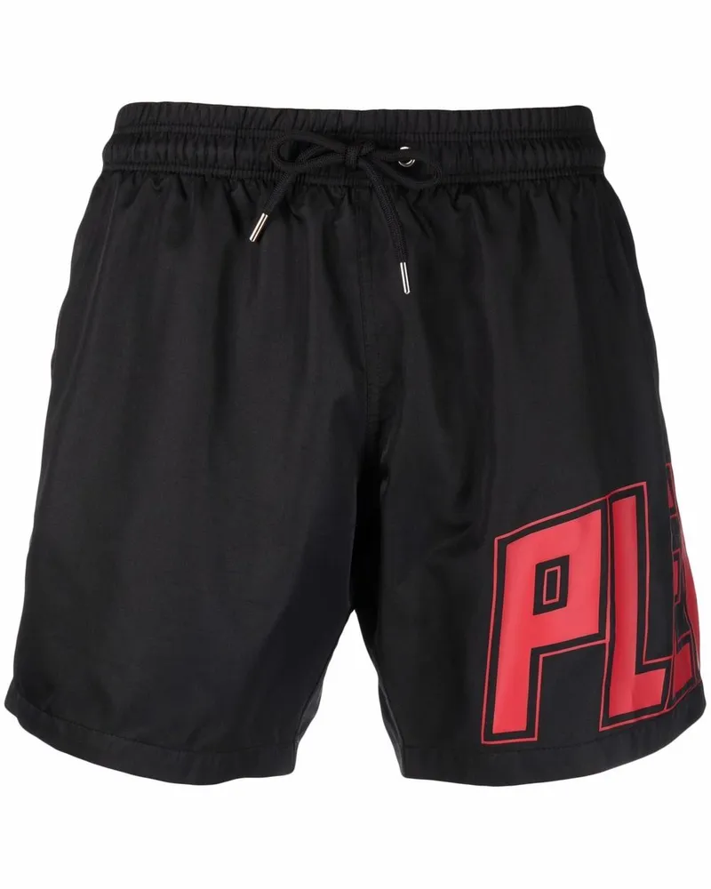 Philipp Plein Badeshorts mit Logo-Print Schwarz