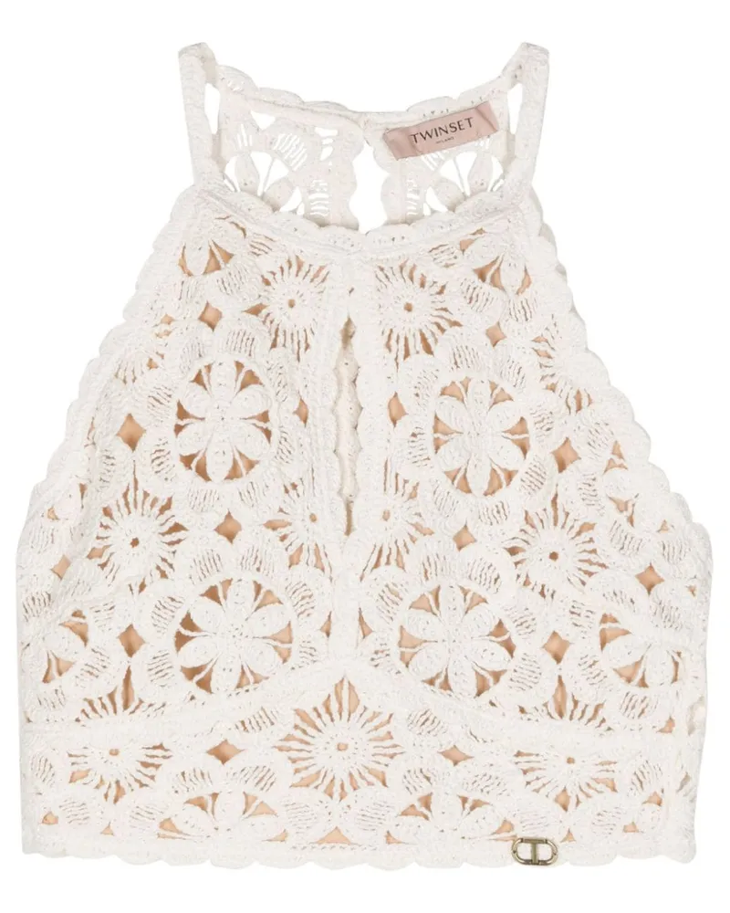 Twin-Set Gehäkeltes Cropped-Oberteil - Nude Nude