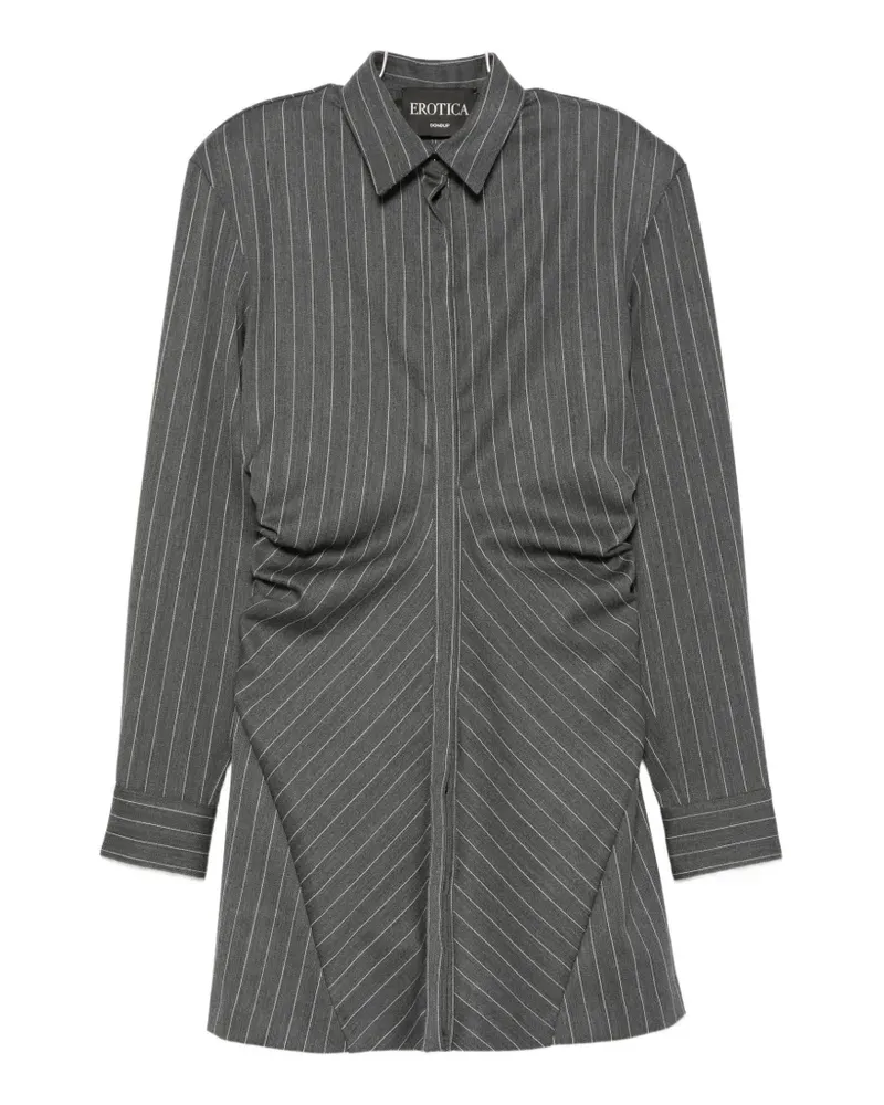 Dondup pinstripe-pattern ruched-detailing mini dress - Grau Grau