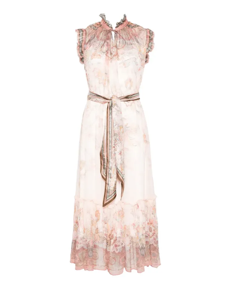 Zimmermann Alchemy ruffled paisley midi dress - Rosa Rosa