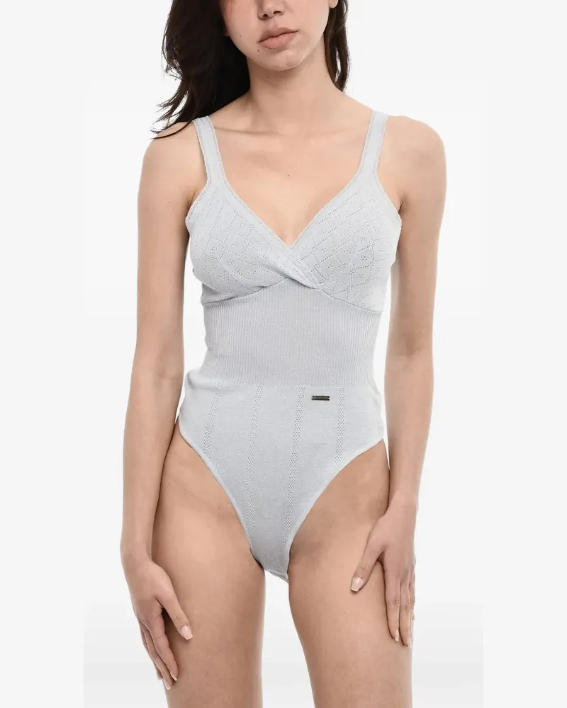 Dsquared2 pointelle-knit V-neck bodysuit - Grau Grau