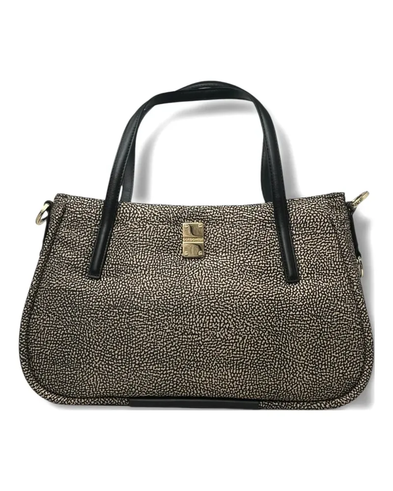Borbonese Mittelgroße Schultertasche mit Print - Nude Nude