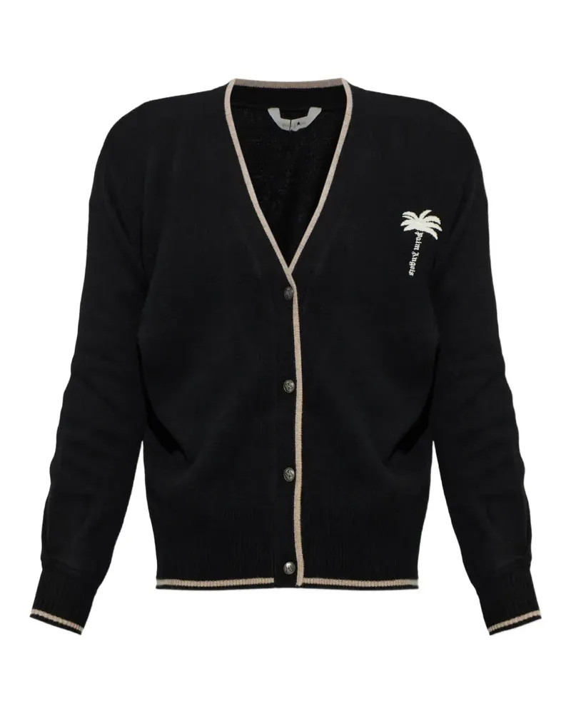 Palm Angels embroidered-logo wool cardigan - Schwarz Schwarz