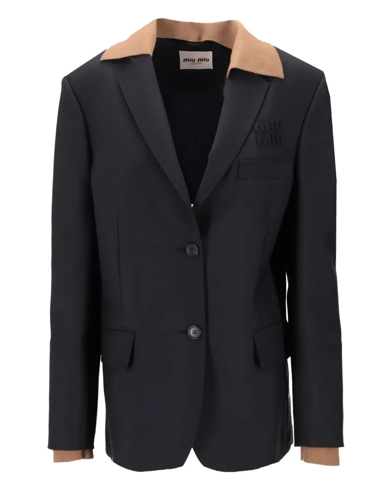 Miu Miu contrast-collar single-breasted blazer - Schwarz Schwarz