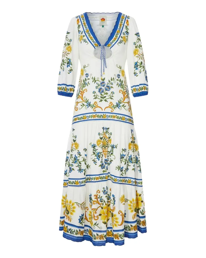 FARM Rio Emily floral-print cut-out midi dress - Weiß Weiß