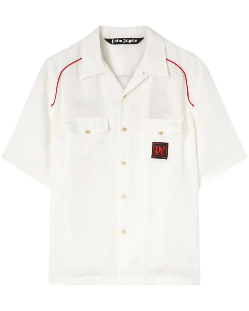Palm Angels x Haas F1 Team Bowlinghemd aus Leinen - Weiß Weiß
