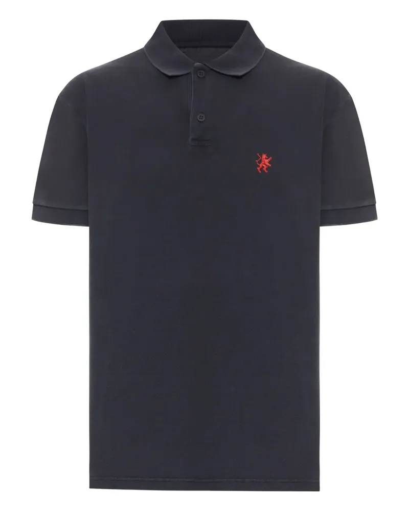 Balenciaga Piqué-Poloshirt mit Löwenstickerei - Schwarz Schwarz