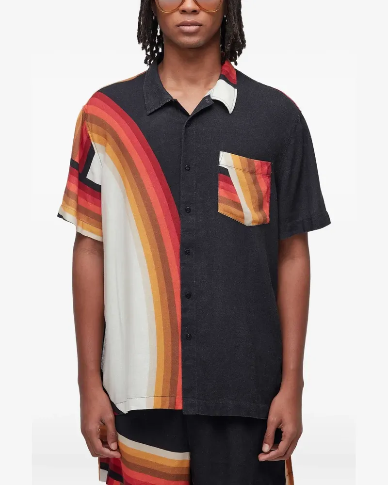 Osklen Hemd mit Waves MC-Print - Schwarz Schwarz