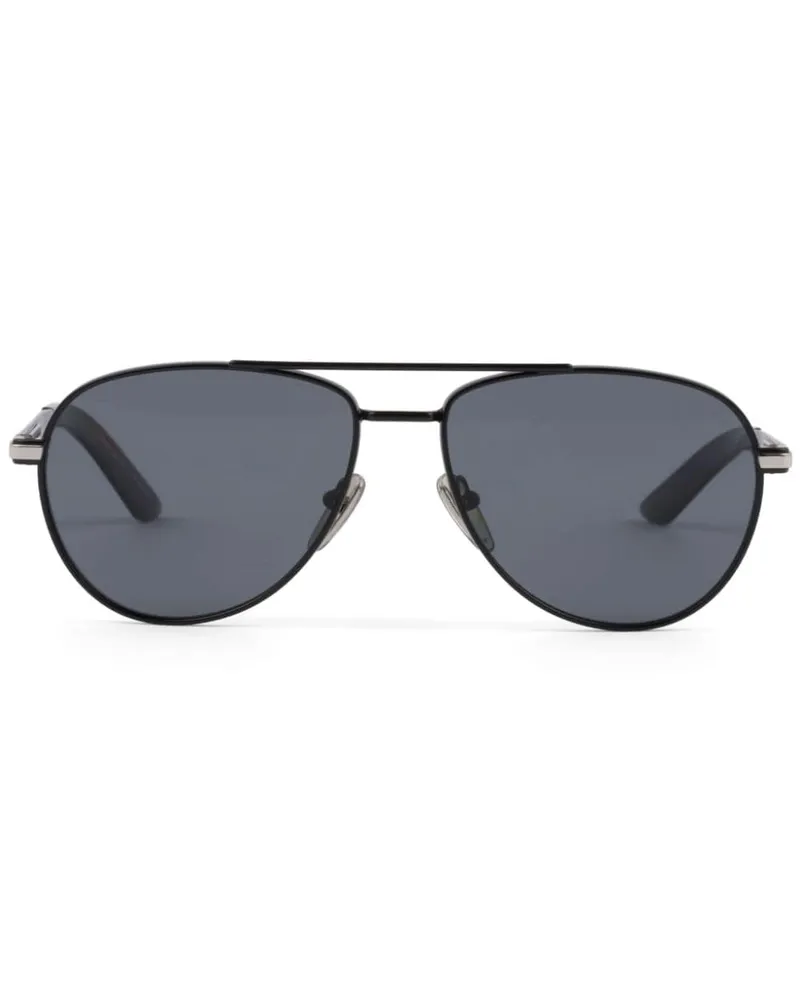 Prada Pilotenbrille mit Logo-Schild - Schwarz Schwarz