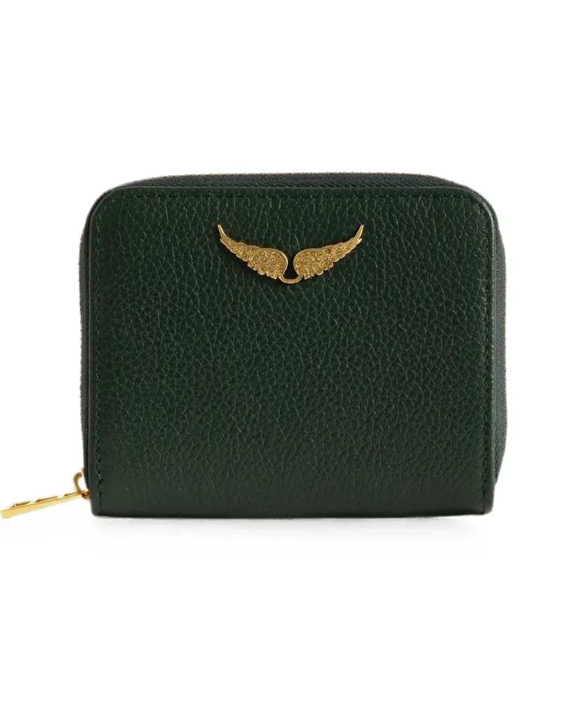 Zadig & Voltaire Mini ZV Portemonnaie aus gekörntem Leder - Grün Grün