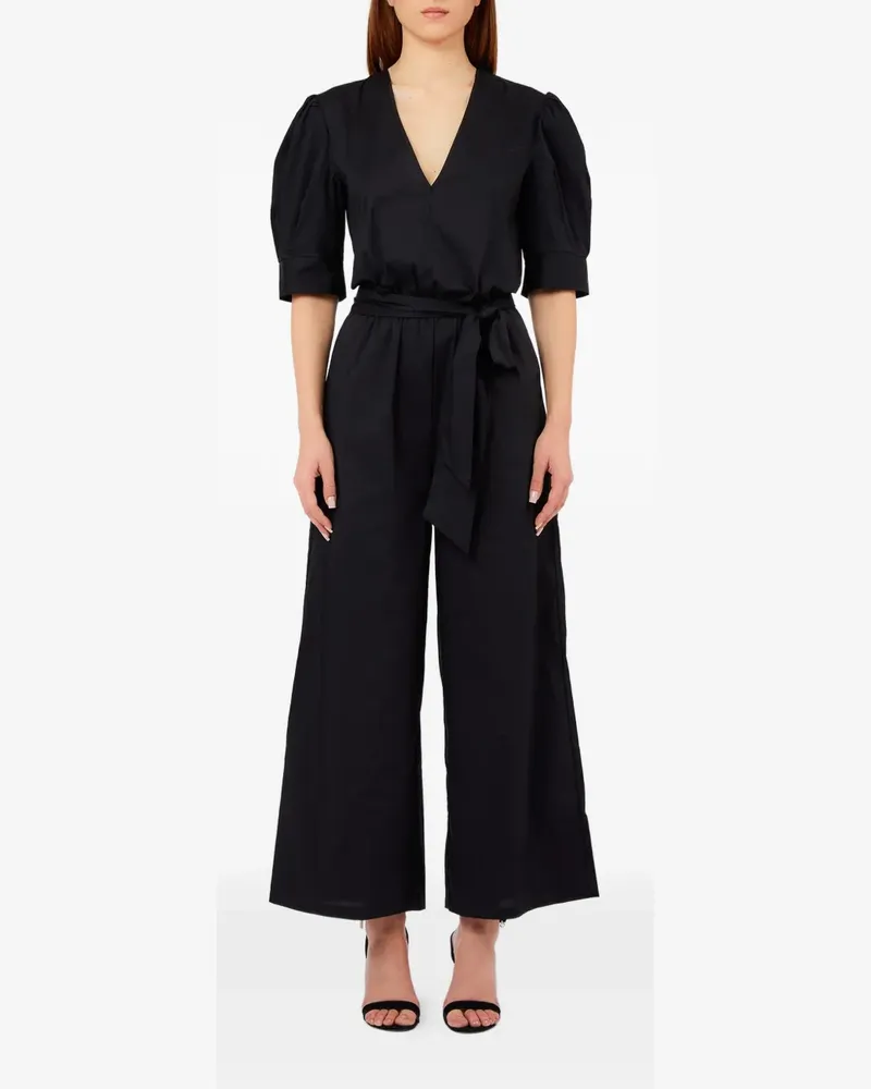Liu Jo puffed sleeve belted jumpsuit - Schwarz Schwarz
