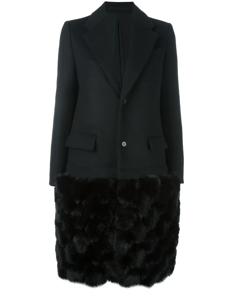 Noir Kei Ninomiya Mantel mit Fellsaum - Schwarz Schwarz