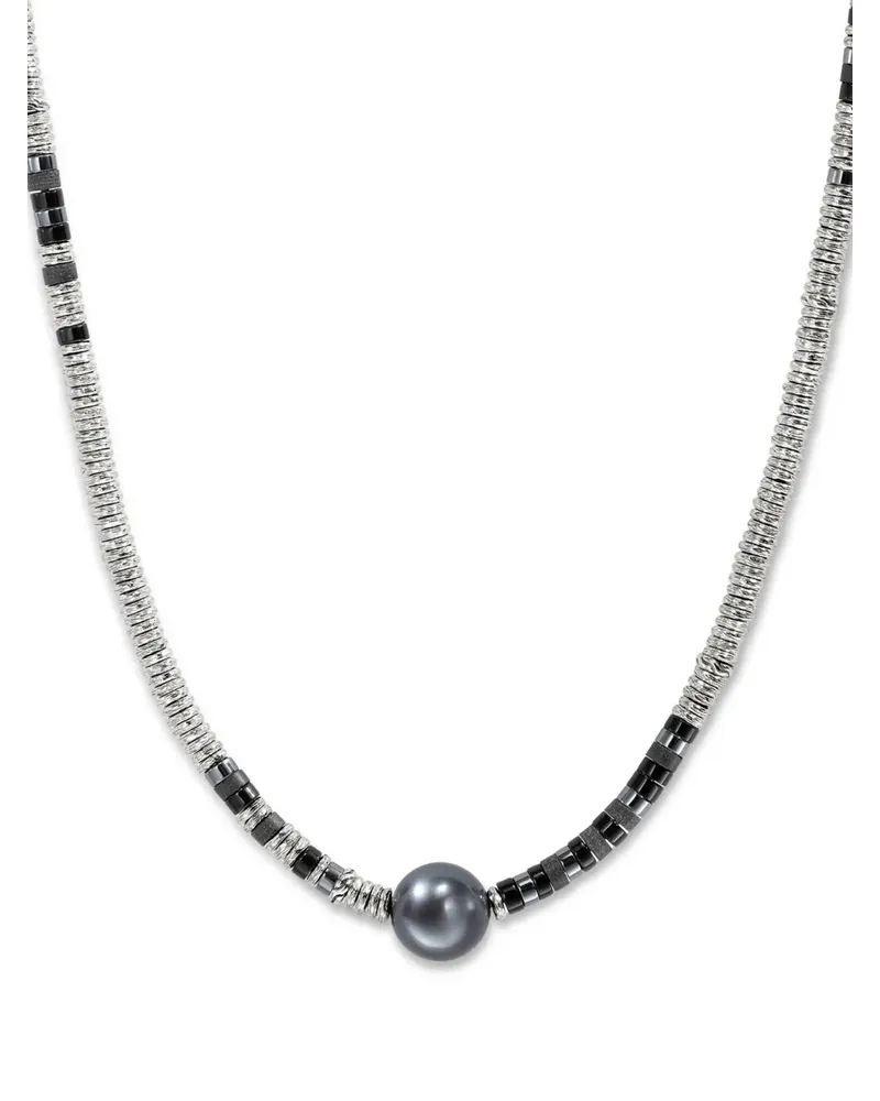 John Hardy Heishi Halskette aus Sterlingsilber mit Onyx und Perle Silber