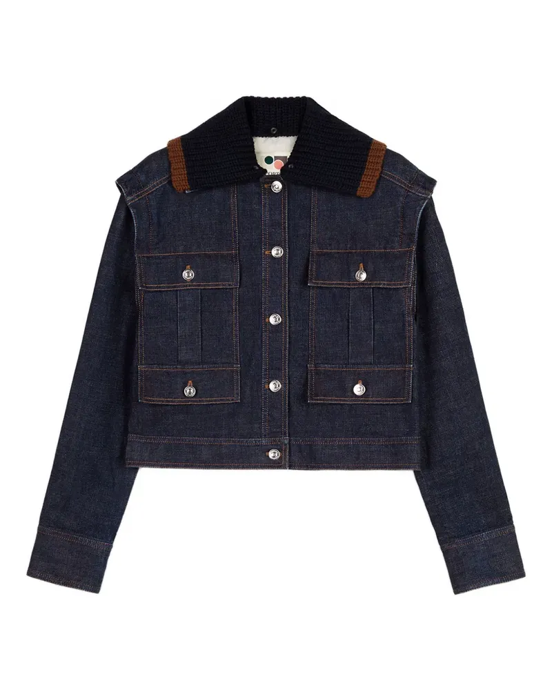 Ports 1961 Jeansjacke mit gestricktem Kragen - Blau Blau