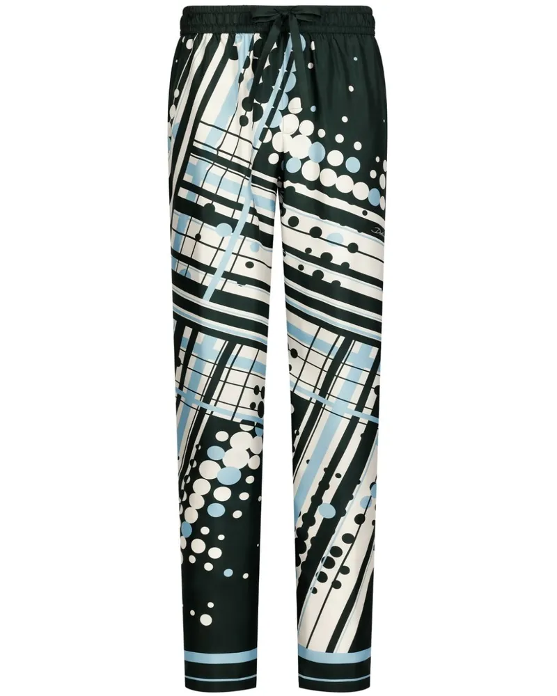 Dolce & Gabbana Pyjama-Hose aus Seide mit abstraktem Print - Weiß Weiß