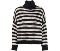 Gestreifter Rollkragenpullover - Blau