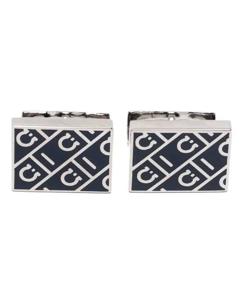 Ferragamo Manschettenknöpfe mit Quadratmuster - Silber Silber