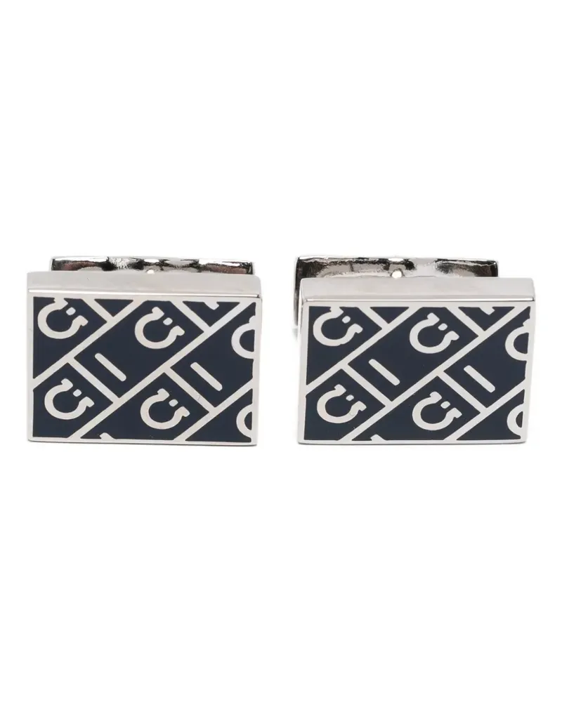 Ferragamo Manschettenknöpfe mit Quadratmuster - Silber Silber
