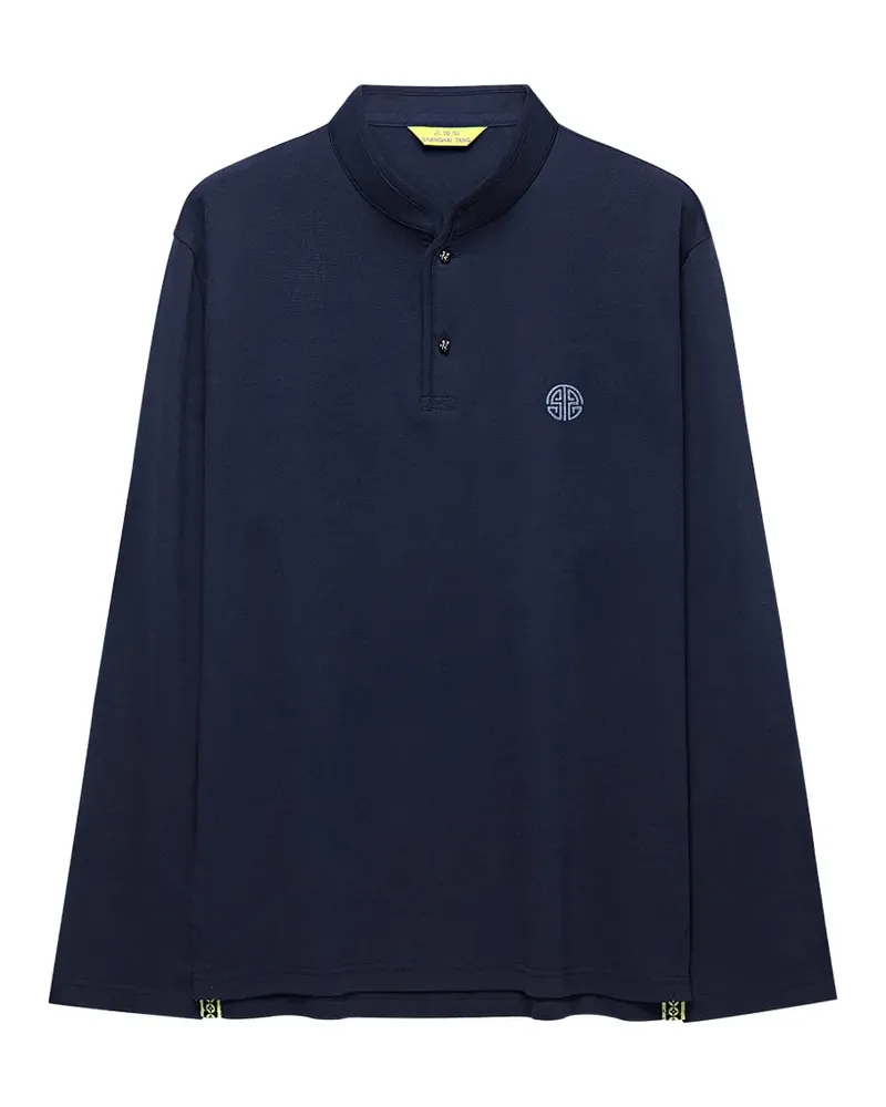 Shanghai Tang mandarin-collar long-sleeve T-shirt - Blau Blau