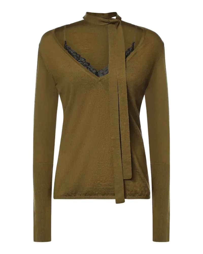 Pinko Pullover mit Spitzenbesatz - Grün Grün