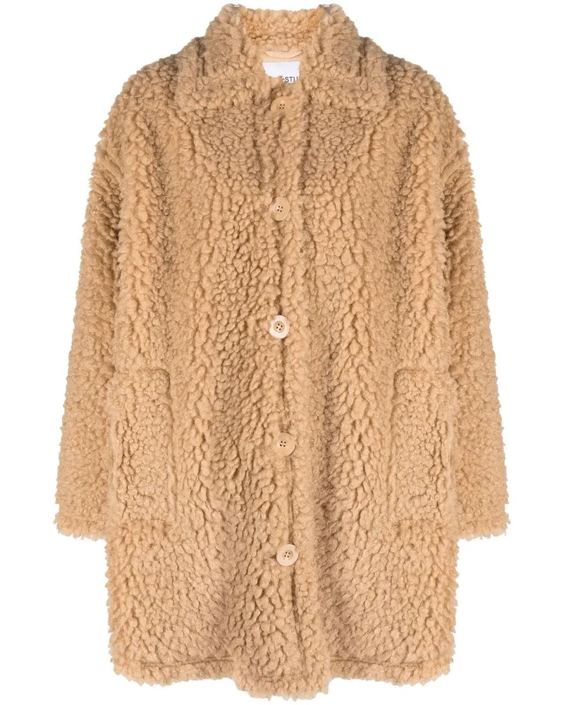 STAND Gwen Hemdjacke aus Faux Shearling Nude